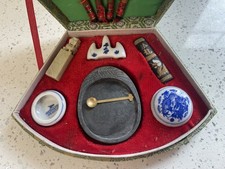 Vintage Tools Of Chinese Calligraphy Set in Box Seal Brushes Stamp 