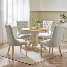 Padstow Wooden Extending Farmhouse Dining Table & 4 Belgravia Fabric Chairs