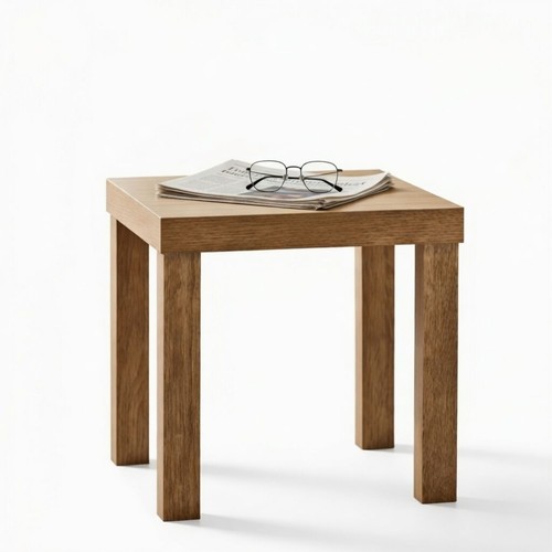 Square oak side table - side, small