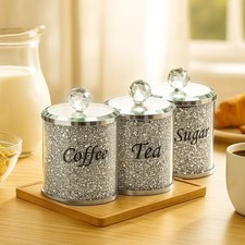 3pcs Silver Sugar Canisters
