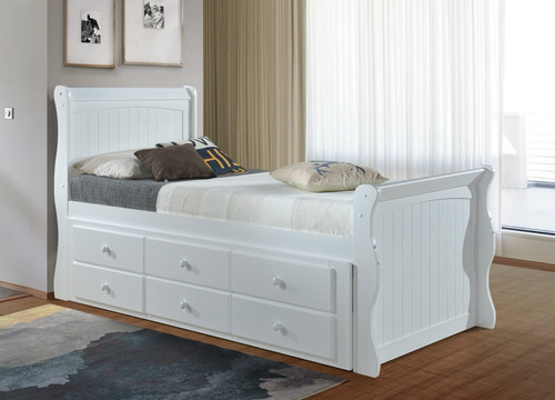 Captain bed featuring trundle - bed,