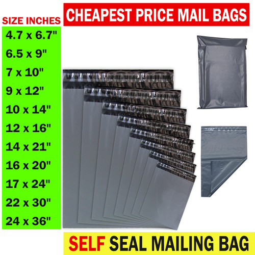 Grey mailing bags - grey, sizes