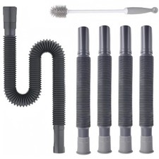 4 Pack Collapsible Flexible Caravan Motorhome Drainage Waste Pipes with Brush