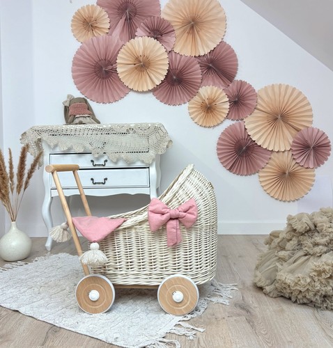 Ecru doll wicker cart with - ecru,