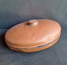 Antique Hot Water Bed Warmer In Chiseled Copper Vintage 1940s