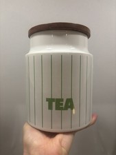 Hornsea Green Stripe Striped Medium Tea Storage Jar Caddy Canister 1980s MCM