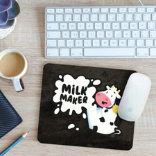 Funny Milk Maker Mouse Mat Pad Cow with Glass of Milk Gift 24cm x 19cm