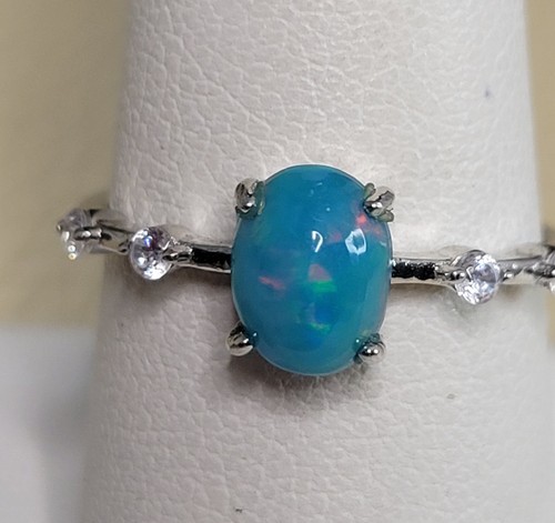 Dainty blue opal ring - dainty, in