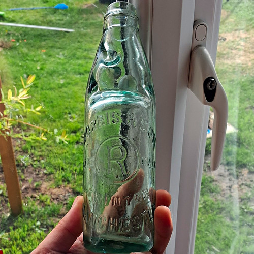 Antique green glass codd - green,