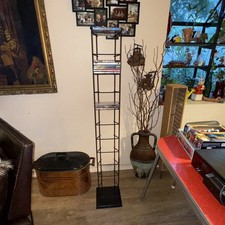 5’ TALL STURDY 88 Disc Metal DVD Game Storage Rack Tower Iron Wire Stand Vintage