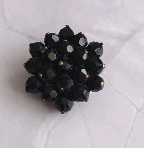 Vintage gold tone black glass - vintage,