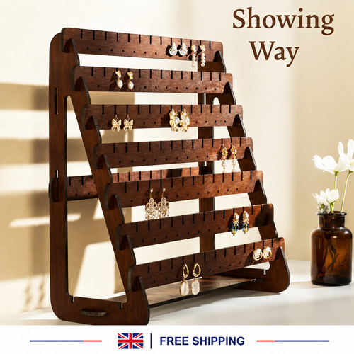 Retro wooden earring holder - retro,