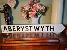Aberystwyth Aged Basic Old Style British Road Sign Ceredigion
