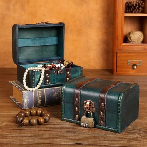 Vintage wooden treasure chest - vintage,