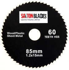 Saxton 85mm x 60T HSS Circular Saw Blade for Worx Worxsaw Bosch Makita Ryobi etc