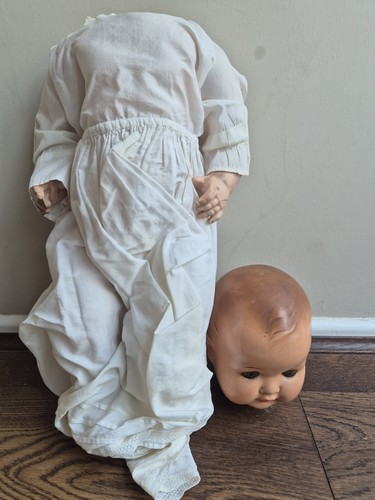 Vintage large bisque doll baby - vintage,