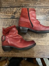 Fly London Women's Red Leather Ankle Boots Size 5 38