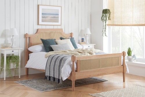 Geneva rattan wooden oak bed - geneva,