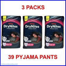 Huggies DryNites for Girls 3 Packs x 13 = 39 Pyjama Pants Ages 8 - 13 Years