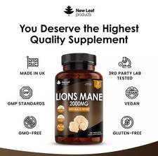 Lions Mane Extract Mushroom 2000mg - 180 High Strength Vegan Tablets UK Made