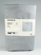 IKEA Bergpalm Blue/Stripe King Size Duvet Cover Bed Set 240 x 220cm New