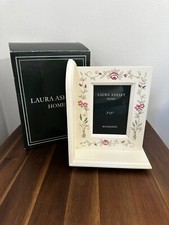 Vtg Laura Ashley Photo Frame Bookend Wood Floral Romantic Flowers Cottage Core