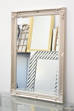 Large Antique Ornate Silver Decorative Wall Mirror Shabby Chic Flowery design