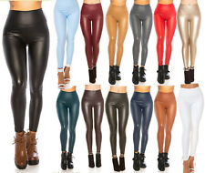 Ladies Wetlook Leather Thermal Leggings
