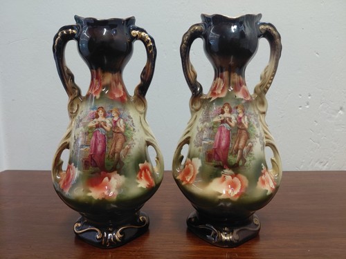 Pair edwardian porcelain vases - edwardian,