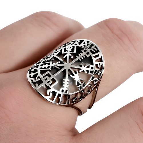 Viking ring vegvisir steel - viking,