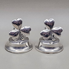 Pair of Sterling Silver Place Card Holders/Menu Holders by Levi & Salaman 1907
