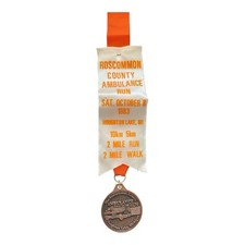1983 Roscommon County Ambulance Run 10k Medal Ribbon Award Houghton Michigan