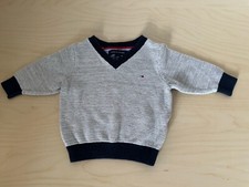 Baby Boys TOMMY HILFIGER V-Neck Jumper Sweater 6-9 Months Grey