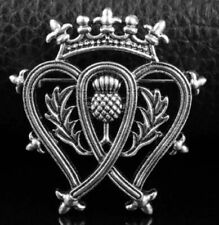 Silver Scottish Thistle Kings Crown Brooch Shawl Cloak Lapel Kilt Pin Viking SC5