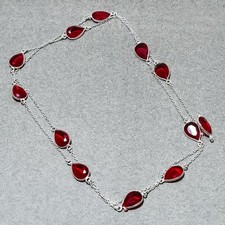 Faceted Mozambique Garnet Pear Shape Gemstone Handmade Gift Jewelry Necklace 36"