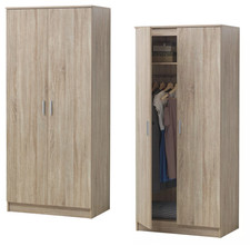Sonoma Oak High Gloss 2 Door Wardrobe With Hanging Rails Bedroom Furniture Set