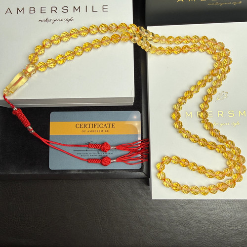 Lemon diamond amber misbaha - diamond,