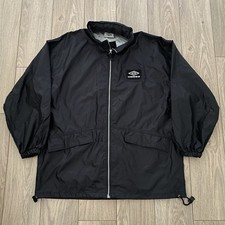 UMBRO Vintage Jacket Large Waterproof Black Hooded Mens 90’s Oversized Spellout