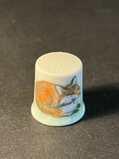 Fox Thimble Porcelain Vintage Hand Painted By Gail 1985 Collectible