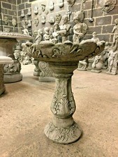 Bird Bath decorative leafy design,garden stone ornament centre feature large top