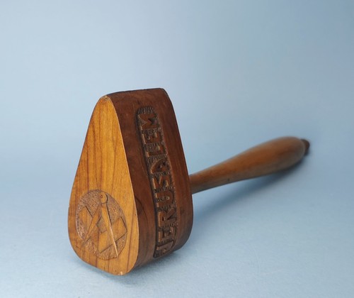 Masonic gavel carved olive - carved,