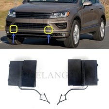 Pair Front Bumper Tow Hook Eye Cover Cap Unpainted For VW Touareg 2015-2018