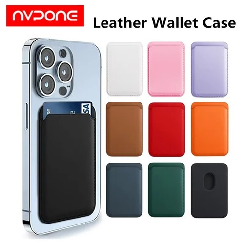 Magnetic leather wallet card - leather,
