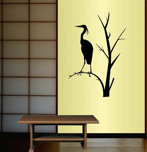 Vinyl decal heron bird - decal, sitting