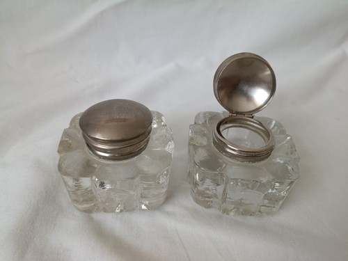 Pair inkwells vintage - pair,