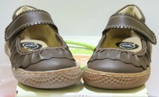 LIVIE & LUCA *RUCHE* GIRLS BROWN LEATHER MARY JANE SIZE UK 8 JNR EU 25
