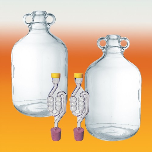 Glass demijohns with - x,