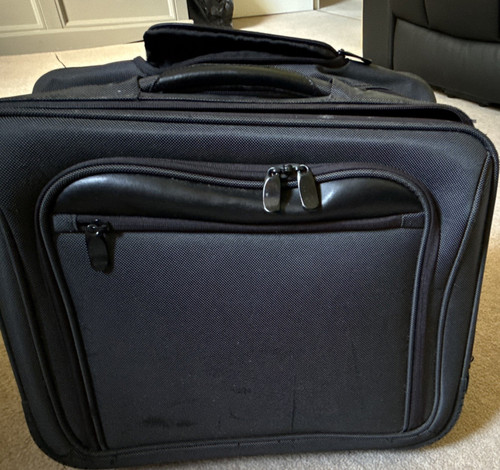 Black polyester laptop trolley - black,