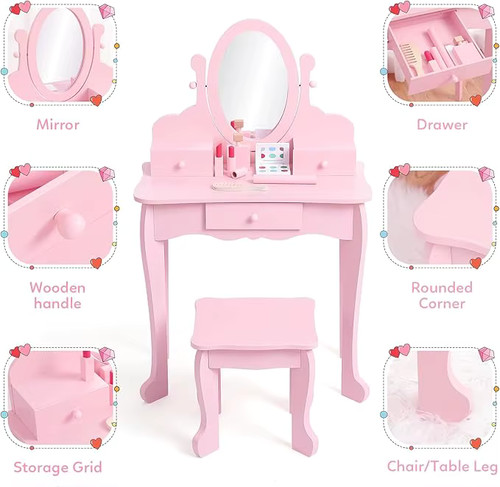 Kids vanity set with - set, mirror