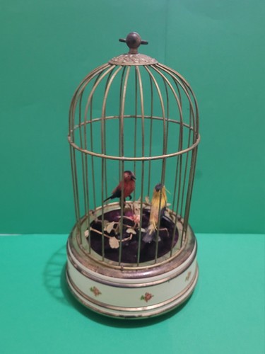 Antique brass bird cage - antique, windup